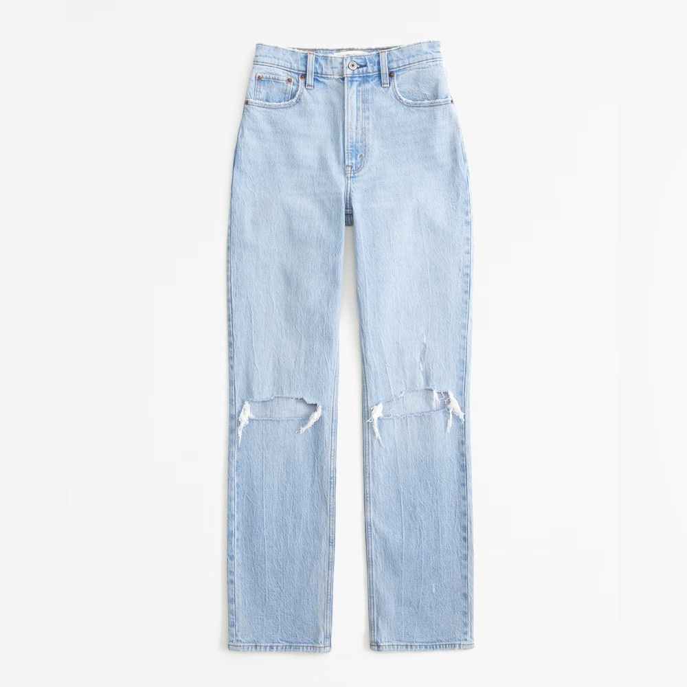 Abercrombie & Fitch | The 90d Straight Ultra High Rise Light Knee Destory